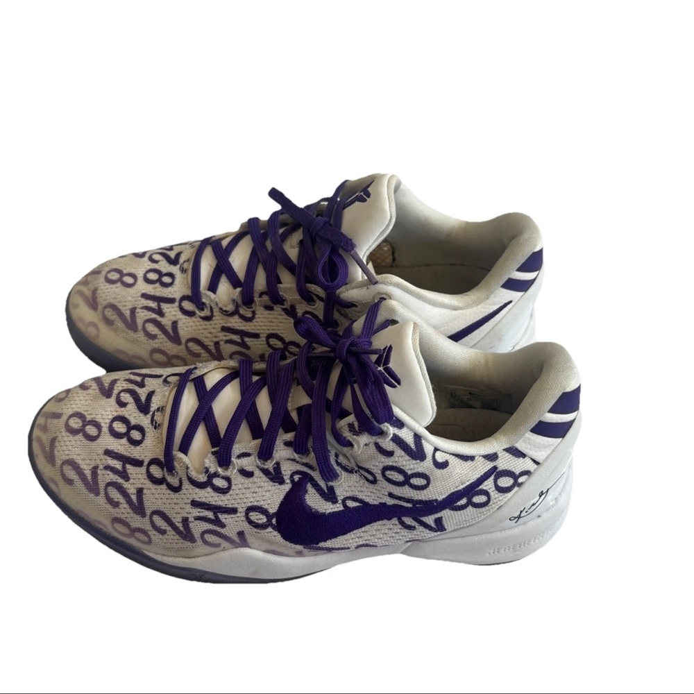 Kobe VIII Big Kids' Basketball Shoes /White/Court Purple Size 5Y Sneakers
